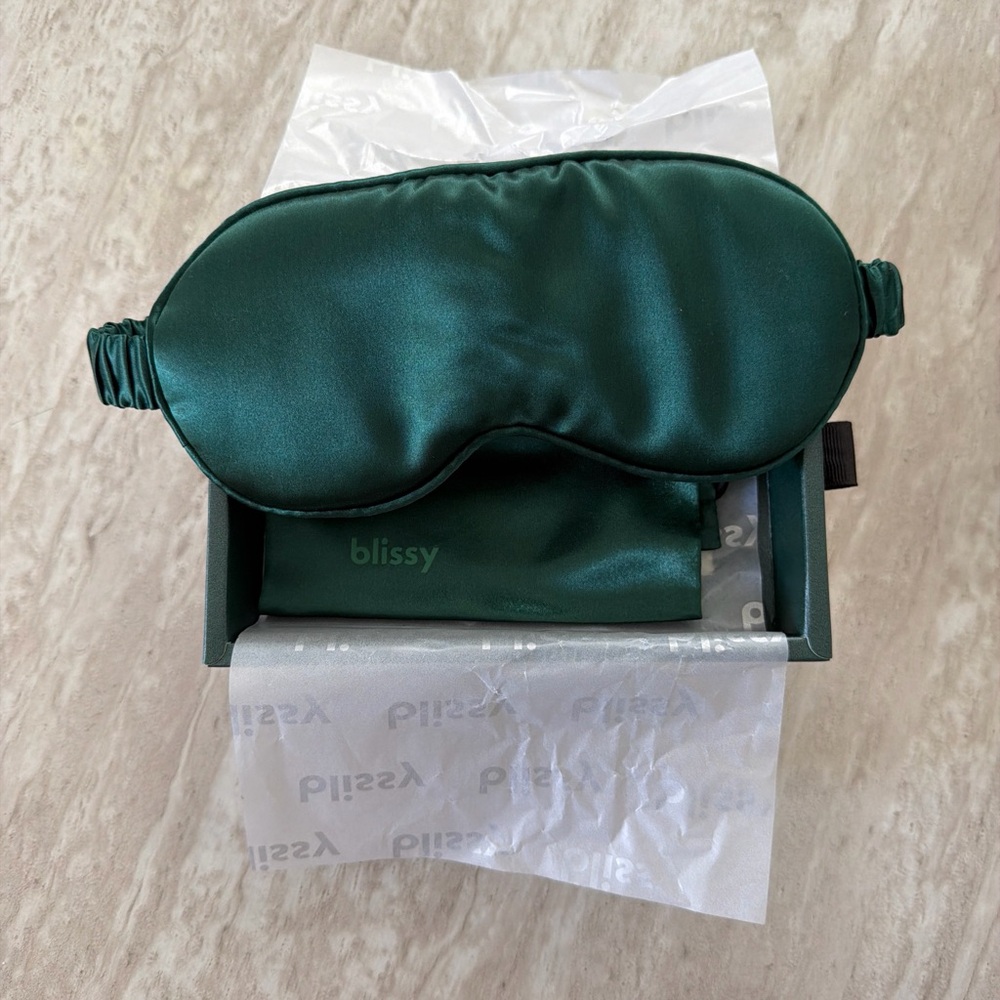 Bliss Emerald Green Satin Sleep Mask with Pouch